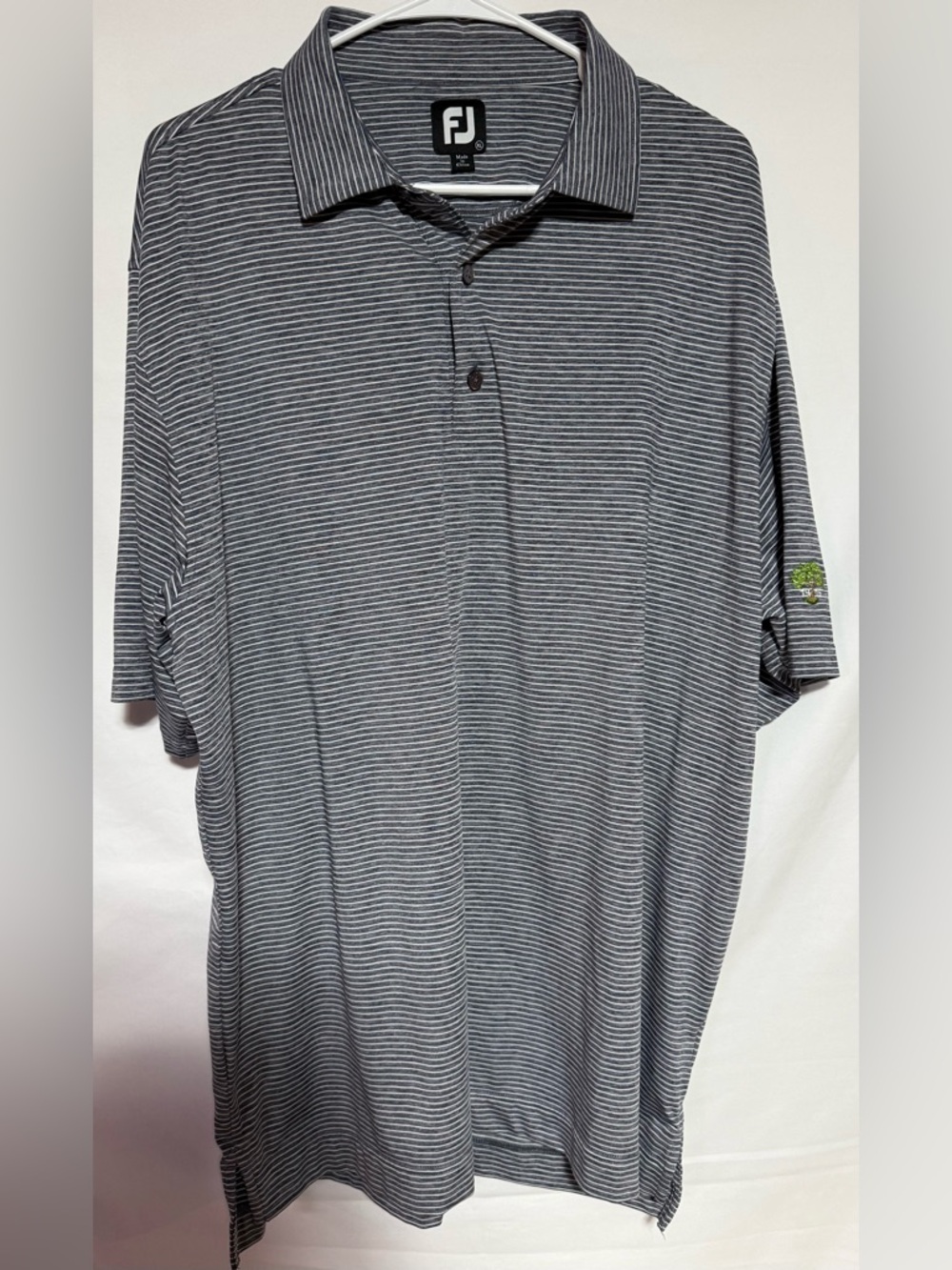 FJ FootJoy Shirt Mens Golf Polo Heathered Gray Stripe, Sz XL